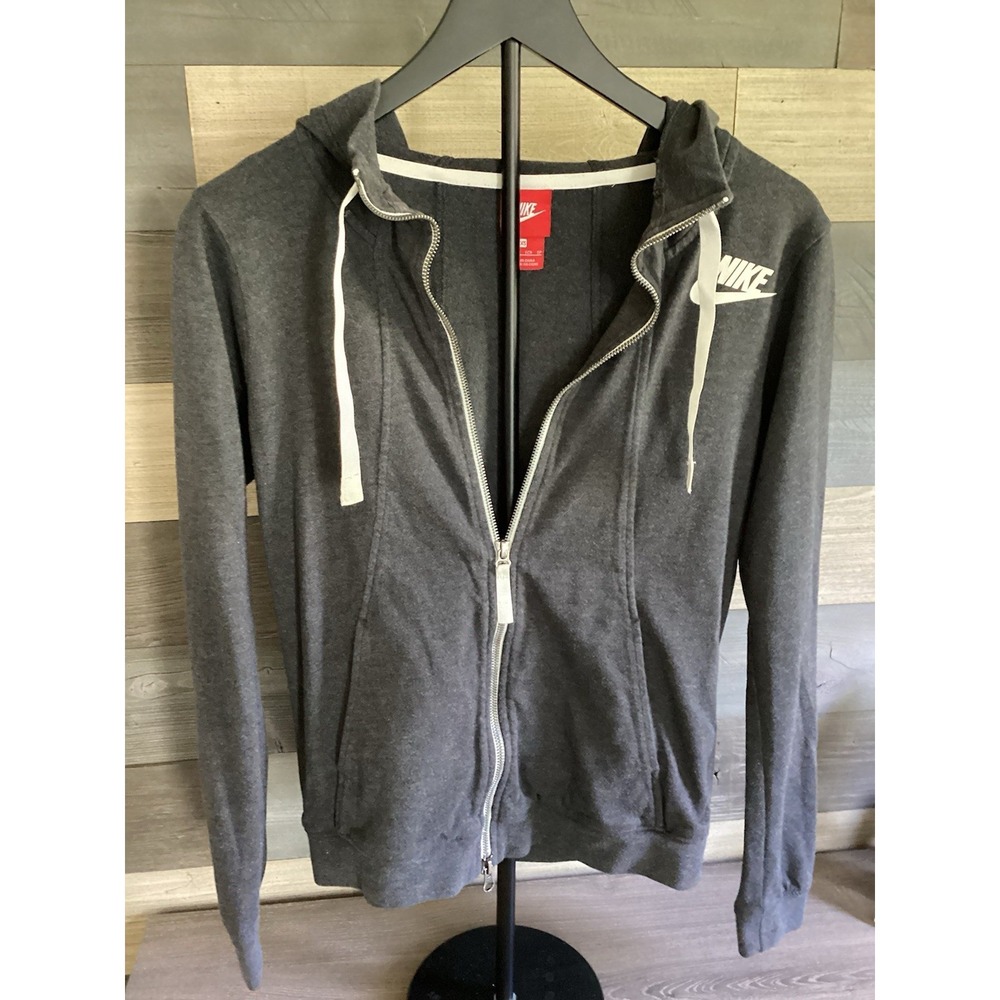 Vintage Women's Nike Lightweight  Extra Small Grey Gym  Full Zip Hoodie Red Tag
